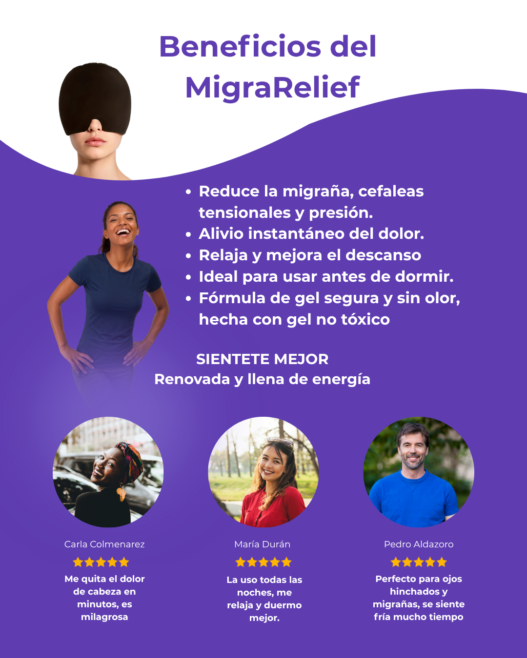 MigraRelief™ – Máscara de gel terapéutica para migraña y estrés